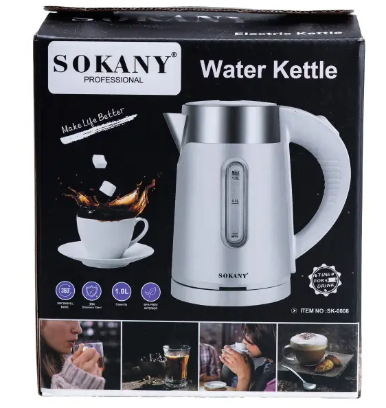 Електрочайник Sokany SK-0808W дисковий 1 л Білий - фото 10