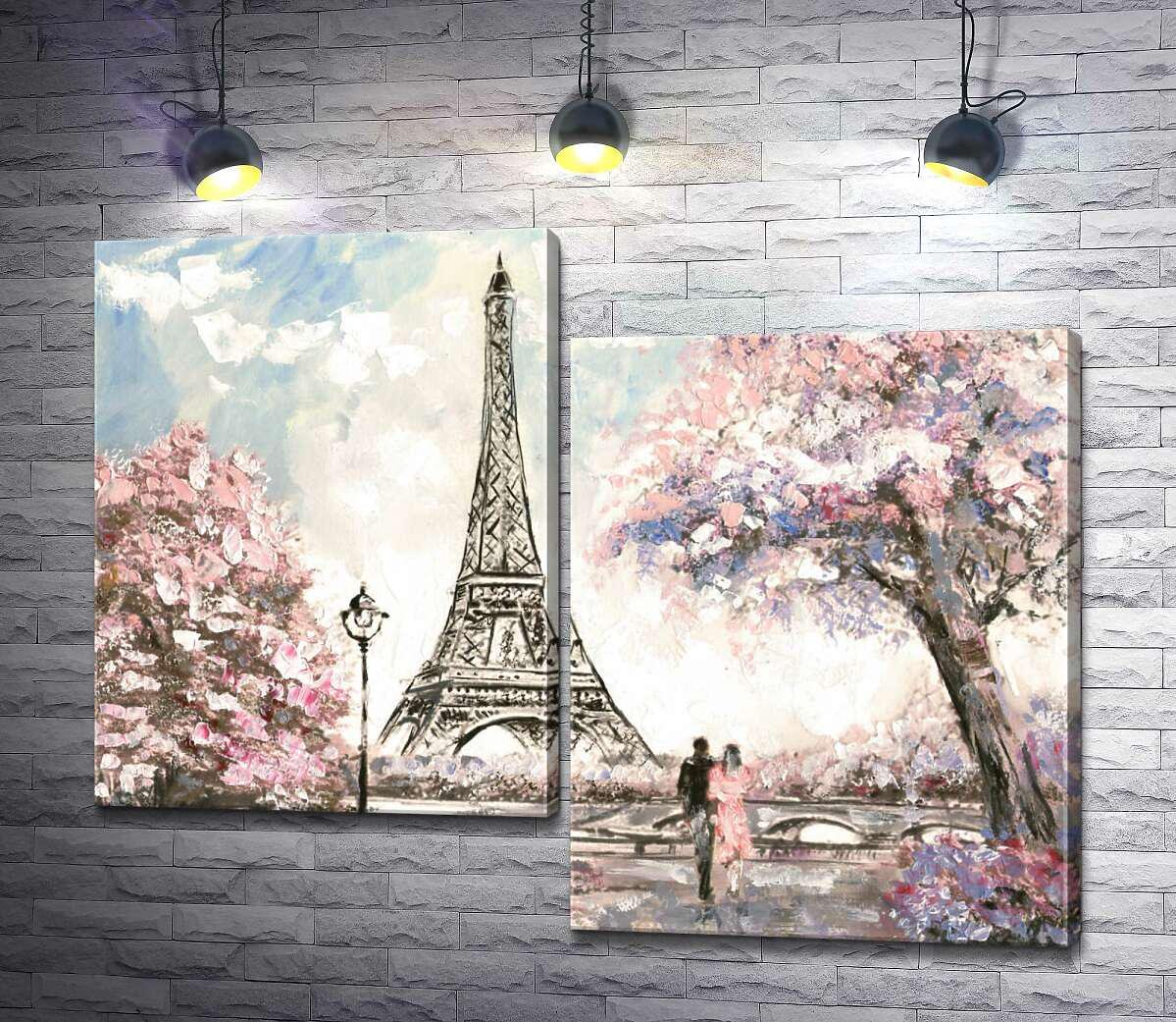 Модульная картина ArtPoster Вид на Эйфелевую башню (Eiffel tower) с цветущей весенней набережной 100x79 см Модуль №5 (002266)