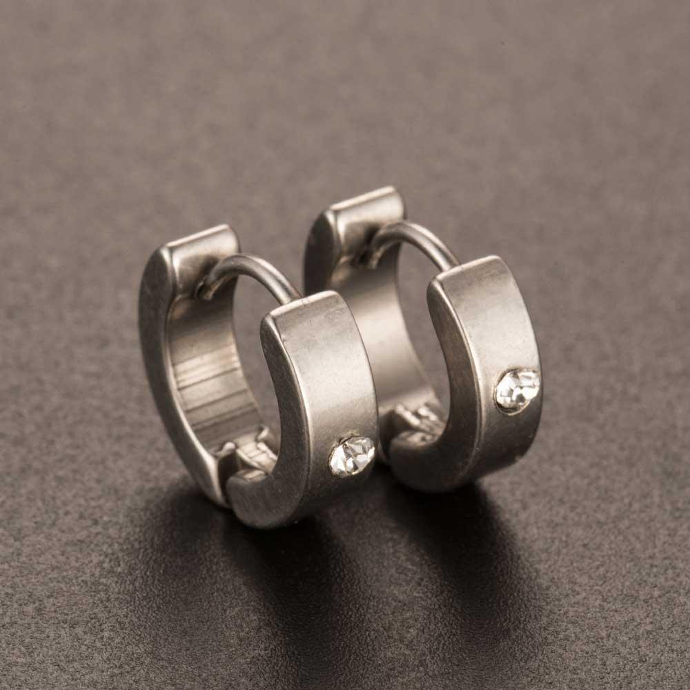 Сережки кільця з кристалами зі сталі Сріблястий (1411074341)