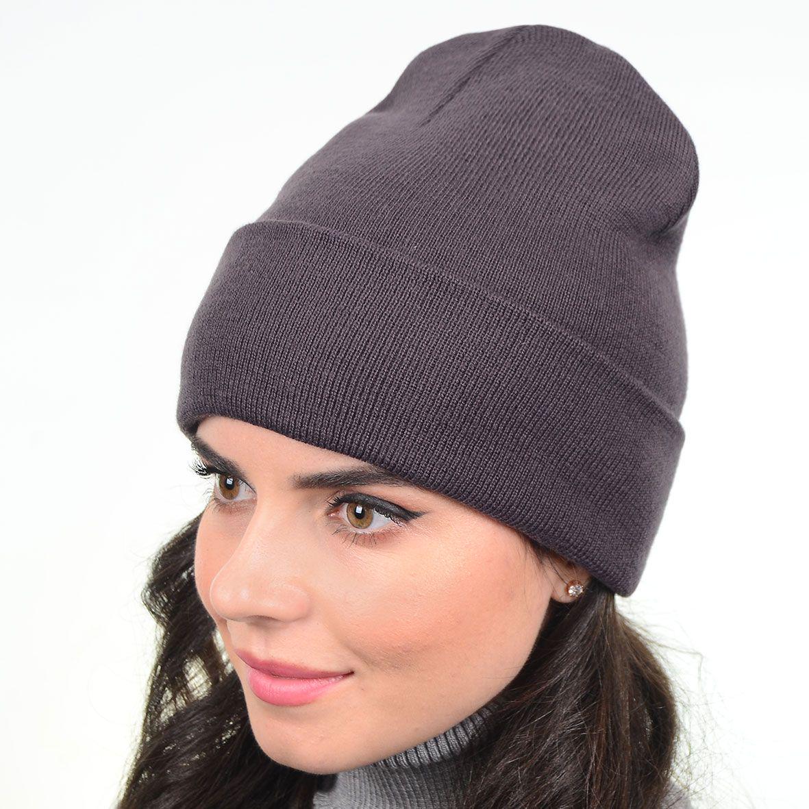 Шапка універсальна Sofi L19001 біні на манжеті р. 56-58 Чорниця