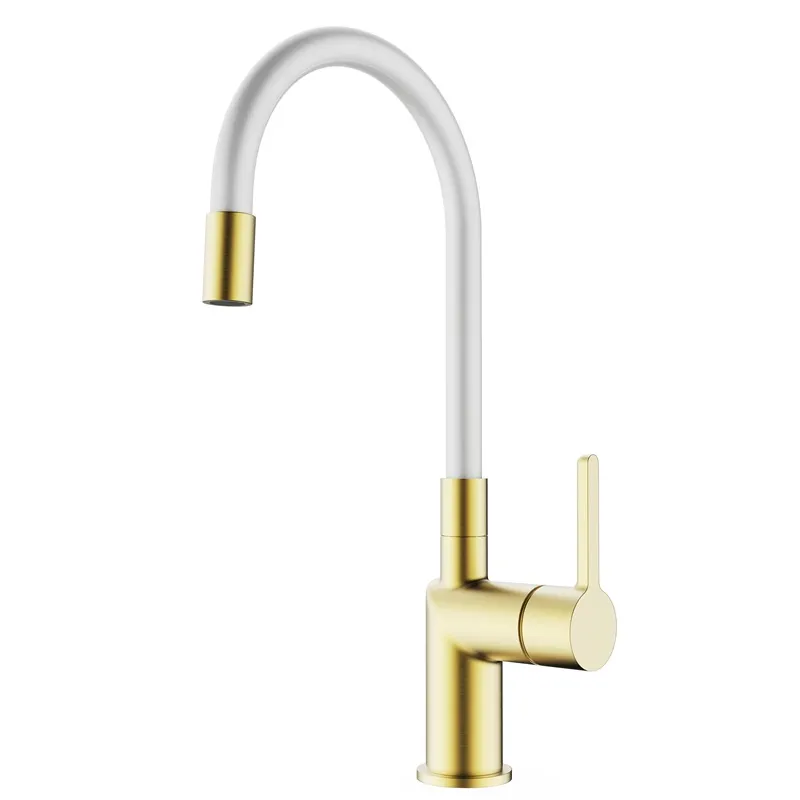 Смеситель для кухни KOER KB-70029-12 с силиконовым изливом Золотой матовый/Белый (KR5958) Смеситель для кухни KOER KB-70029-12 с силиконовым изливом Золотой матовый/Белый (KR5958)