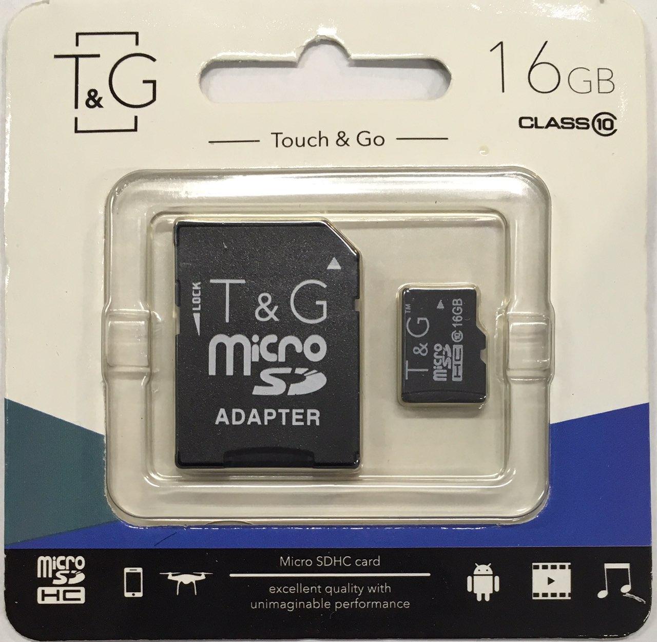 Карта памяти micro SDHC Class 10 T&G и SD адаптер 16 GB (TG-16GBSDCL10-01)