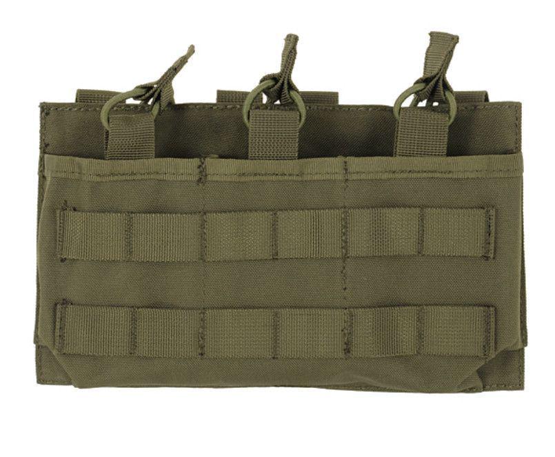Тройной подсумок 8Fields универсальный для магазинов АК 5.56 и 7.62 открытый штурмовой с эластичными фиксаторами на систему MOLLE Олива (59)