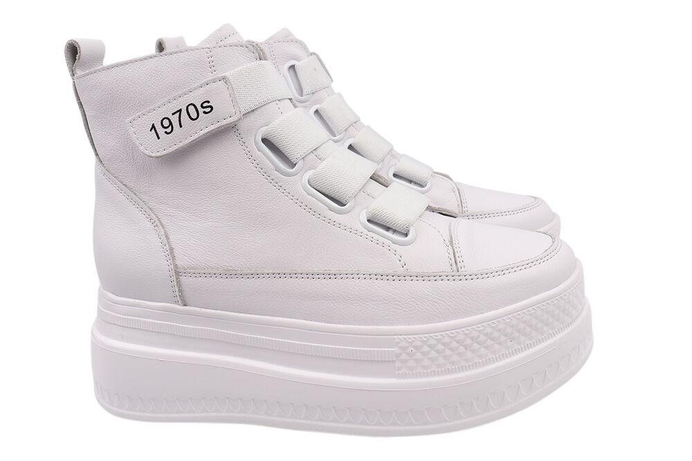 Ботинки женские Farinni из кожи на платформе на шнуровке р. 39 Белый (142-21DHPF)