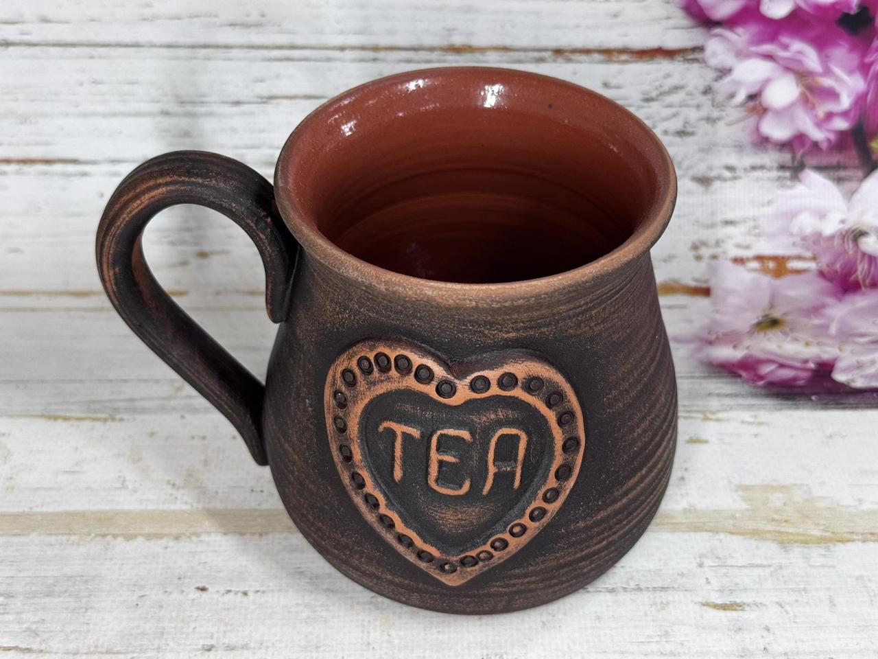 Чашка глиняная Сердце для чая ручной работы 500 мл (2708220839) - фото 3 Чашка глиняная Сердце для чая ручной работы 500 мл (2708220839) - фото 3
