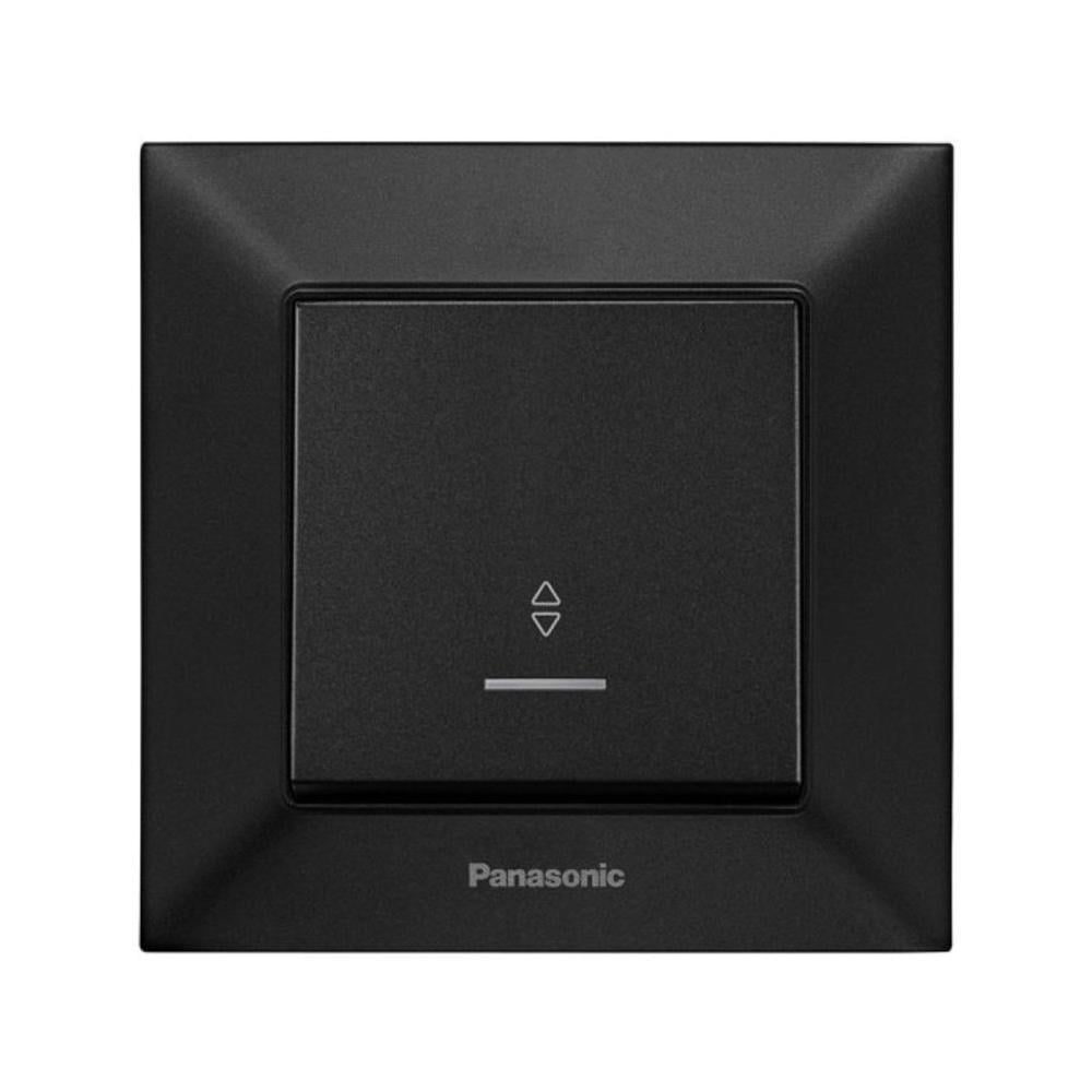 Выключатель одноклавишный Panasonic Arkedia Slim проходной с подсветкой Черный (24754765)