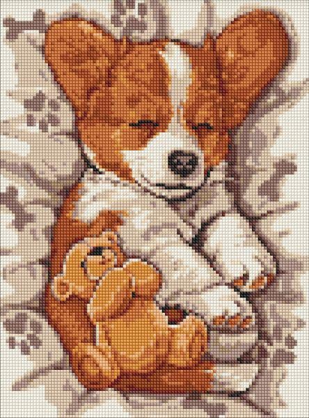 Алмазная мозаика Ideyka Сонная корга 30x40 см (Id-AMO8044)