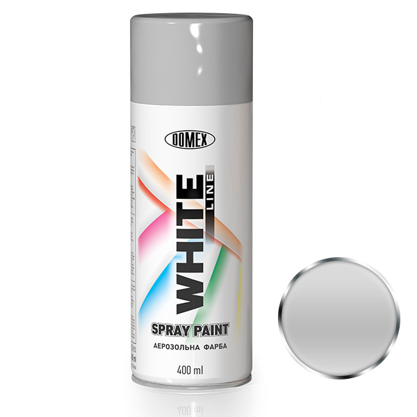 Аэрозольная краска DOMEX WHITE LINE 400 мл RAL9006 Серебряный (2608934876)
