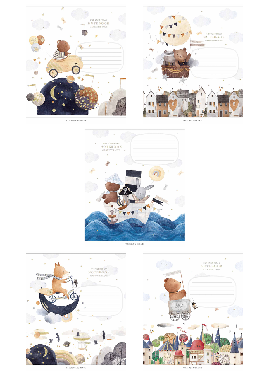 Тетради ученические Школьник Precious moments в клетку 12 л. 5 шт. (3506 4820006470432)