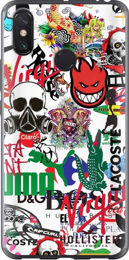 Чехол на Xiaomi Mi Max 3 Many different logos (4022u-1534-42517)