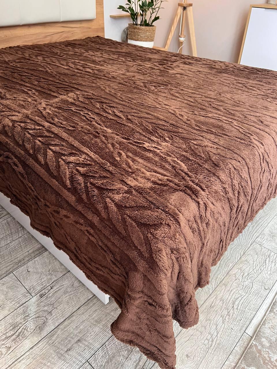 Плед из микрофибры 210х230 см Темно-коричневый (Д-al-kosa-001-01)