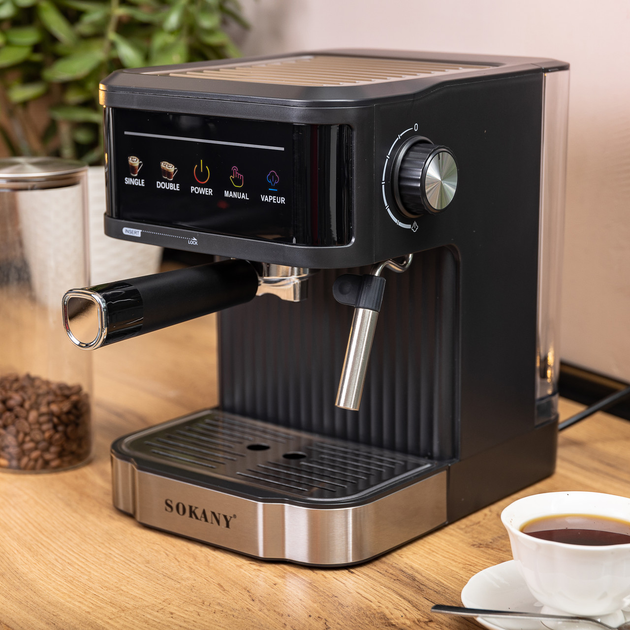 Кофеварка рожковая с капучинатором Sokany SK-04025 1,8 л профессиональная электрическая 850 Вт Черный - фото 9