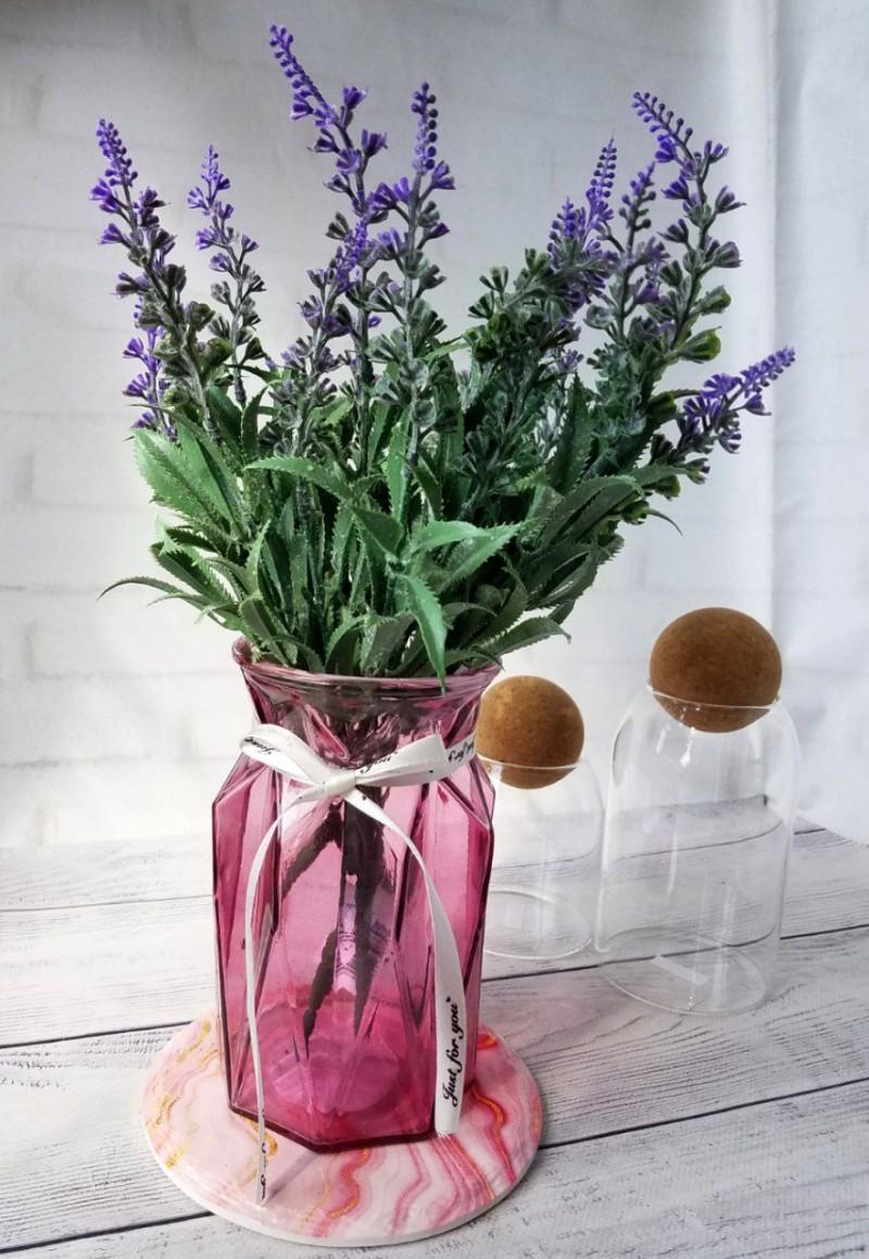 Ваза для цветов стеклянная VIVA AURORA 18 см вазы для декора Фиолетово-красный (AURORA18-1))