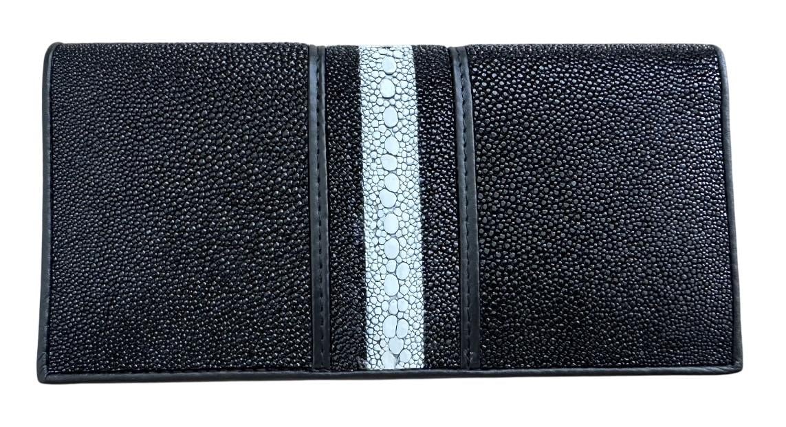 Кошелек из натуральной кожи скатая книжка с полоской Ekzotic leather Черно-белый (stw7)