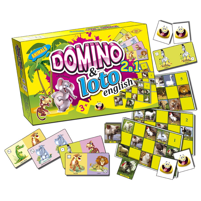 Игра настольная Domino&Loto English Animals Мастер MKC0219 2в1 (20540)