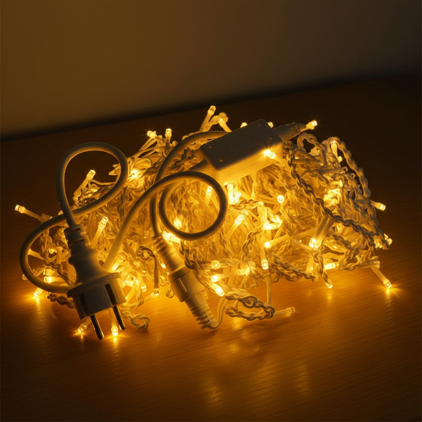 Гірлянда мережна Бахрома вулична 12 м 200 LED діодів зовнішня від мережі білий провід колір світла Жовтий (12MWY) - фото 1 Гірлянда мережна Бахрома вулична 12 м 200 LED діодів зовнішня від мережі білий провід колір світла Жовтий (12MWY) - фото 1