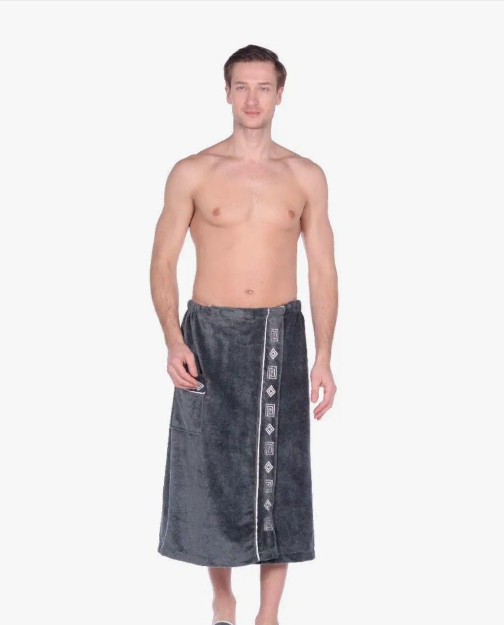 Килт для бани мужской 85х150 см. Графит (Д-novo-m-sauna-0025)