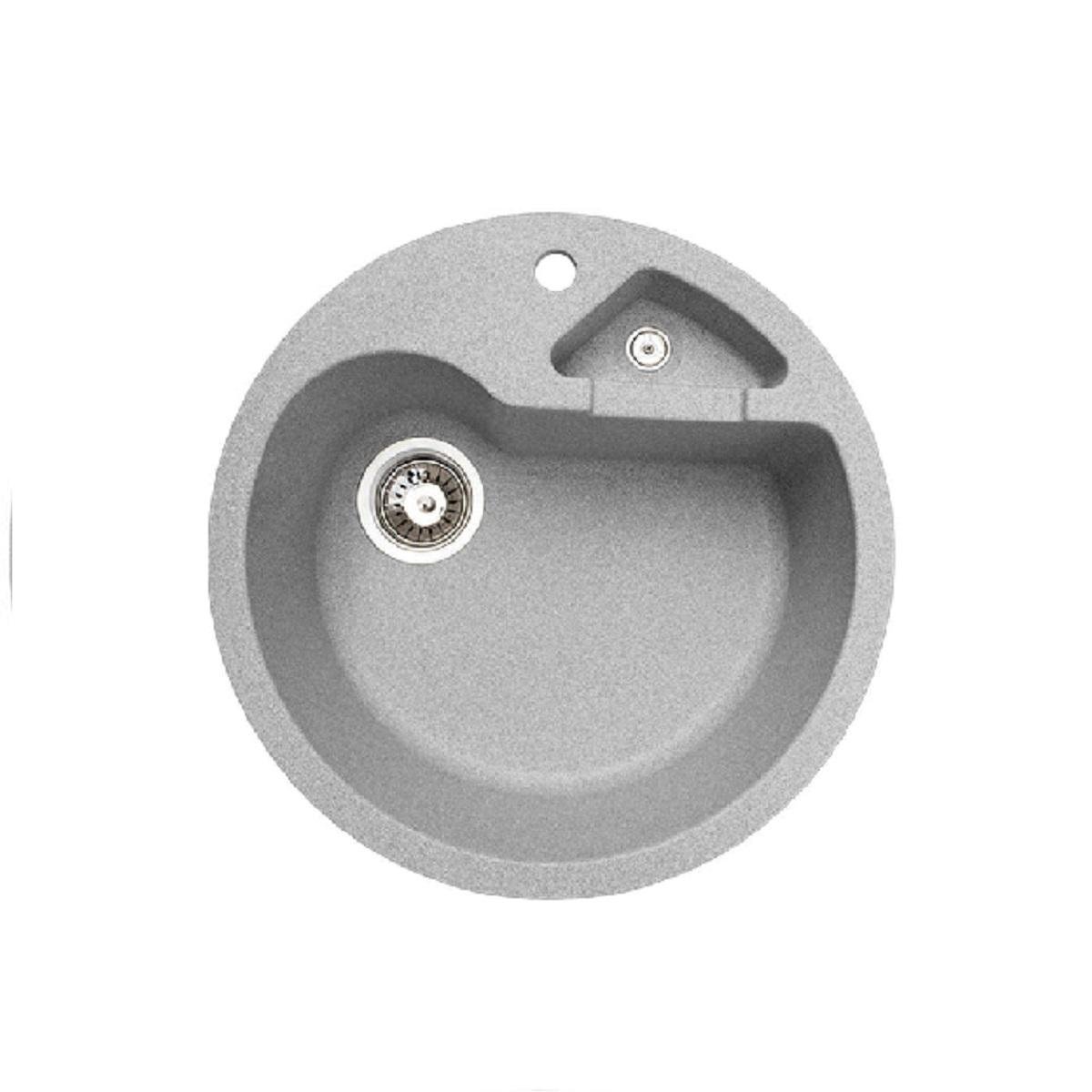 Мийка гранітна кругла зі змішувачем 500х500 мм Сірий - фото 2