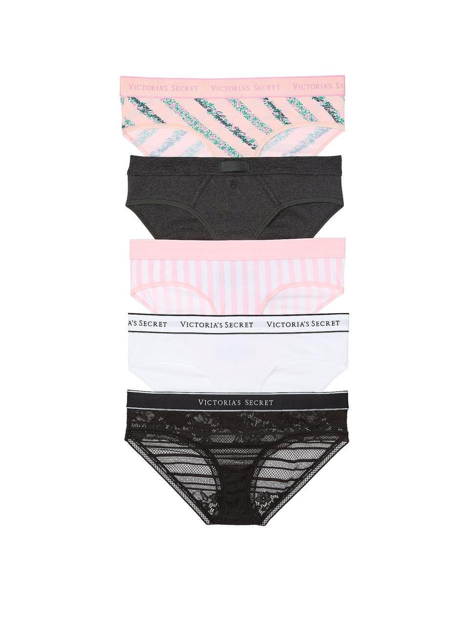 Набір трусиків Victoria's Secret 5-Pack Hiphugger Logo Cotton Fresh Multi L Різнокольоровий (2429539959)