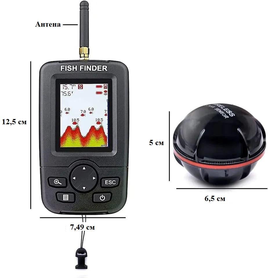 Эхолот Lucky Fish Finder XJ-01 для рыбалки с цветным ЖК-дисплеем - фото 9