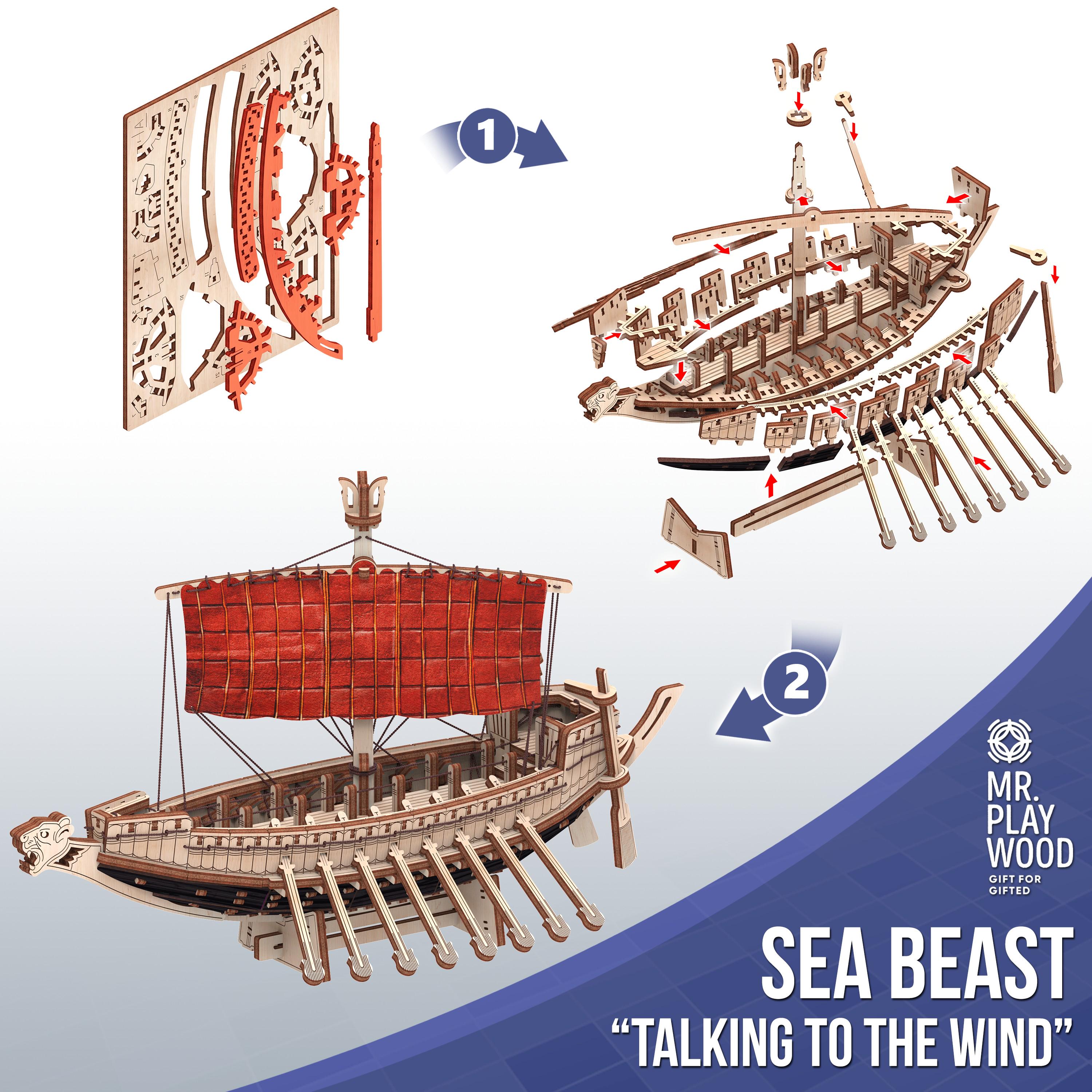 Конструктор деревянный Mr Playwood Корабль Морской Зверь Беседующий с ветром (10115) - фото 5 Конструктор деревянный Mr Playwood Корабль Морской Зверь Беседующий с ветром (10115) - фото 5