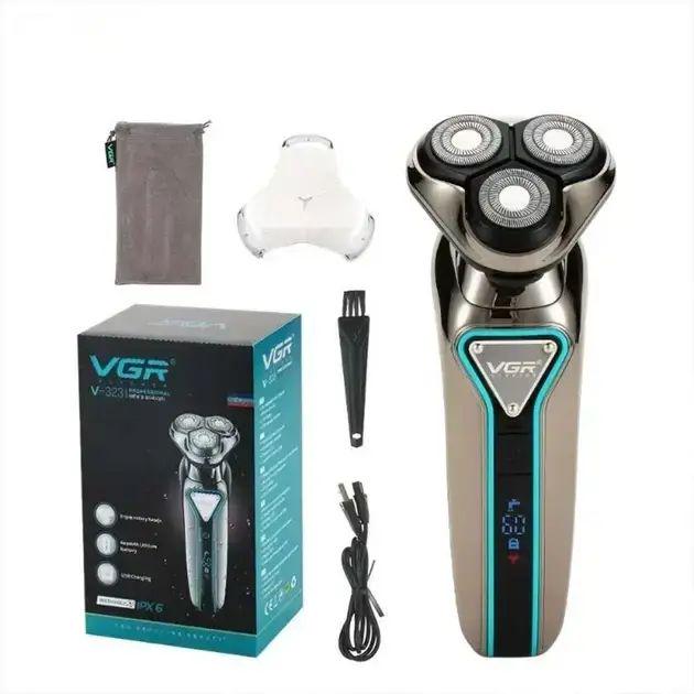 Бритва для бороди VGR USB роторна/водонепроникна з дисплеєм 8 Вт (V-323) Бритва для бороди VGR USB роторна/водонепроникна з дисплеєм 8 Вт (V-323)