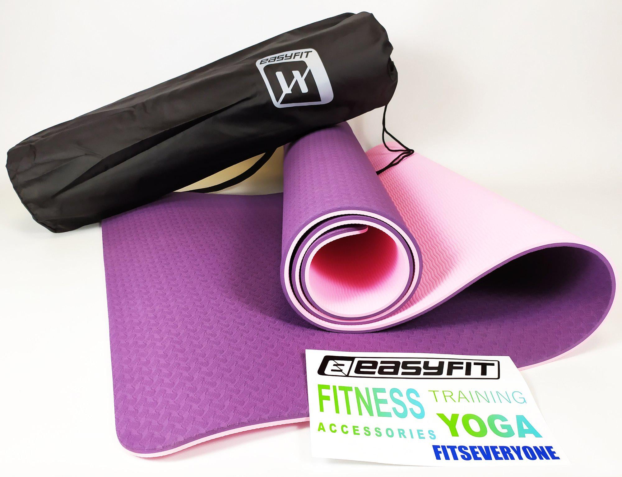 Коврик для йоги TPE+TC EasyFit ECO-Friendly 8 мм с чехлом Фиолетовый/Розовый (EF-TPE8VPK)