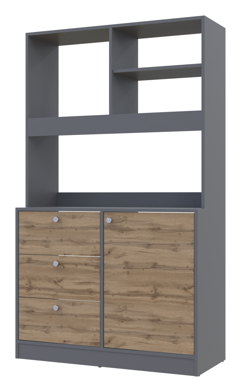 Готова кухня міні Doros Лея ДСП 100х43х171 см Графіт/Дуб евок (81359336) - фото 5 Готова кухня міні Doros Лея ДСП 100х43х171 см Графіт/Дуб евок (81359336) - фото 5