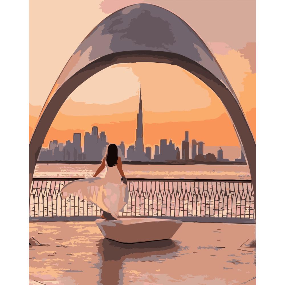 Картина по номерам Strateg Премиум Закат на набережной 40х50 см (DY050)