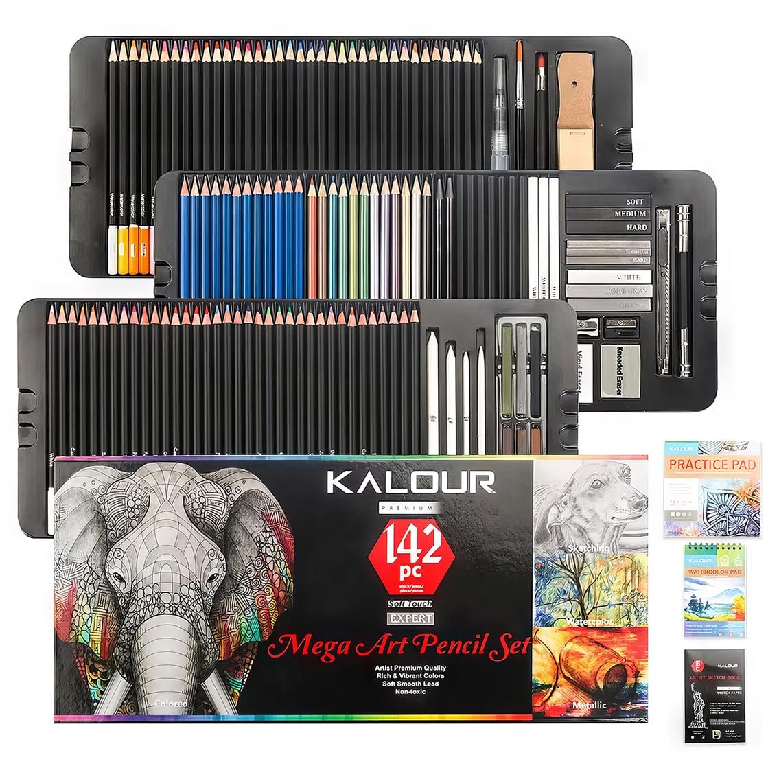 Набор для рисунка и эскизов KALOUR на 142 пр. (YW-PCC142)