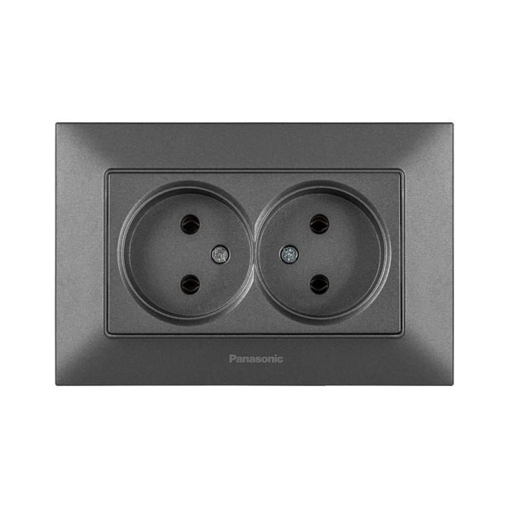 Розетка Panasonic Arkedia Slim двойная Серый дымчатый (23830987)