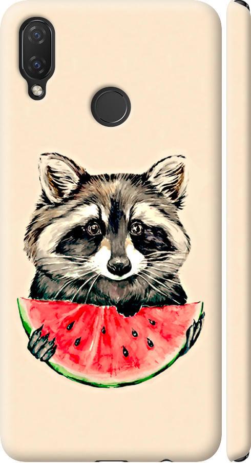 Чехол на Huawei P Smart Plus Енотик с арбузом (4605m-1555-42517)