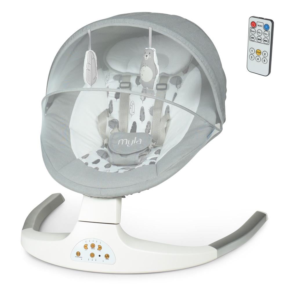 Укачивающий центр детский El Camino ME 1074 MYLA из Bluetooth из комбинированных материалов 73х72х69 см Серый (150-7-ME 1074 MYLA Soft Gray)