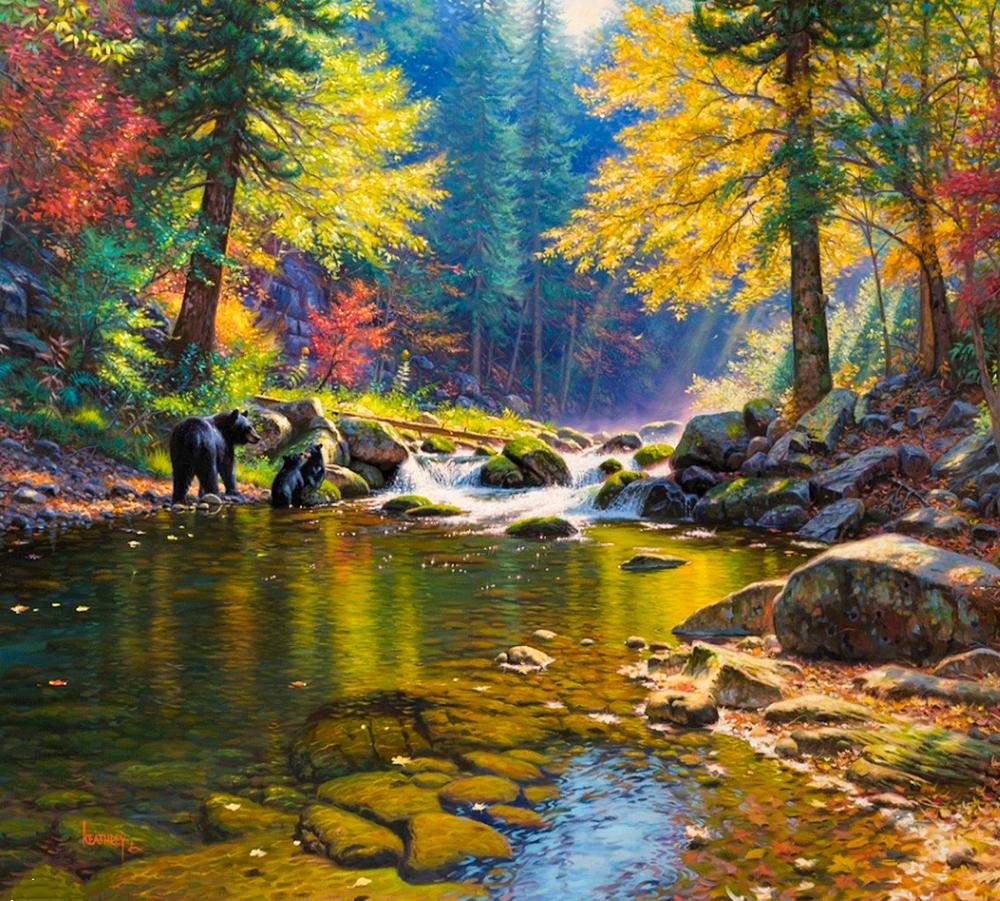 Алмазная мозаика Купание медведей на подрамнике 50x40 см (27689)