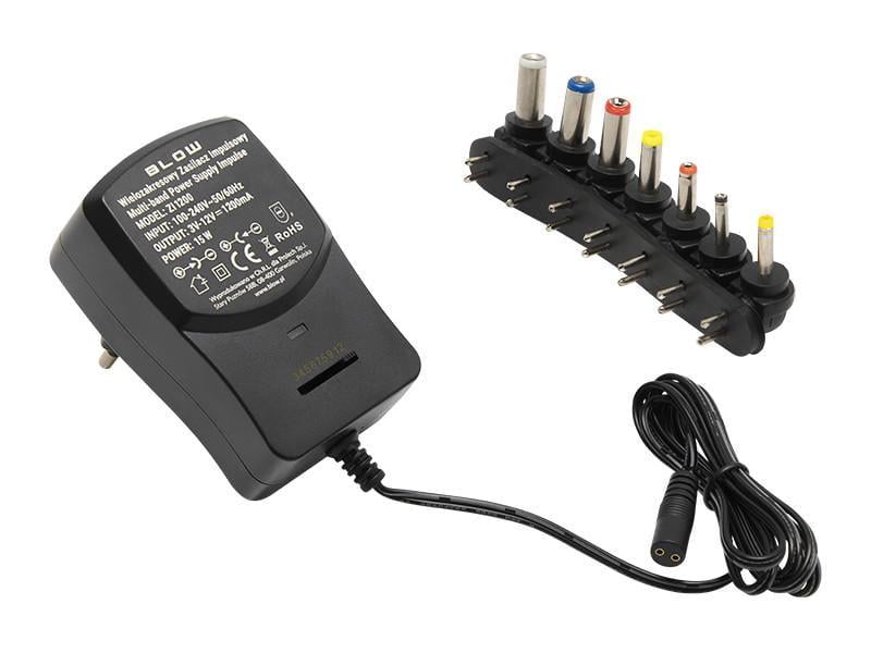 Блок питания BLOW 3-12V 1200 мА универсальный с набором штекеров (1575#)