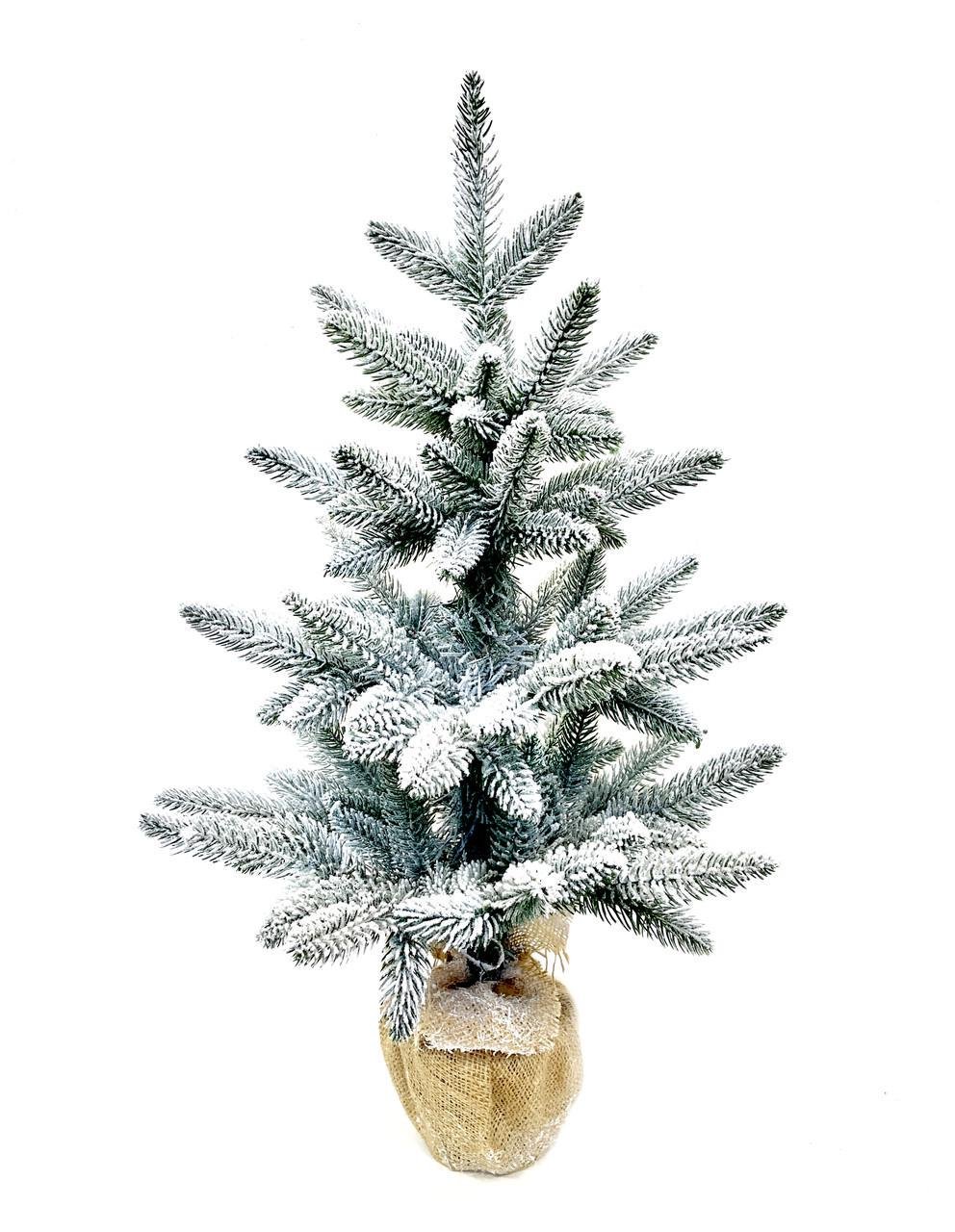 Ялинка SGH Classic лита в мішковині 70 см засніжена - фото 1 Ялинка SGH Classic лита в мішковині 70 см засніжена - фото 1