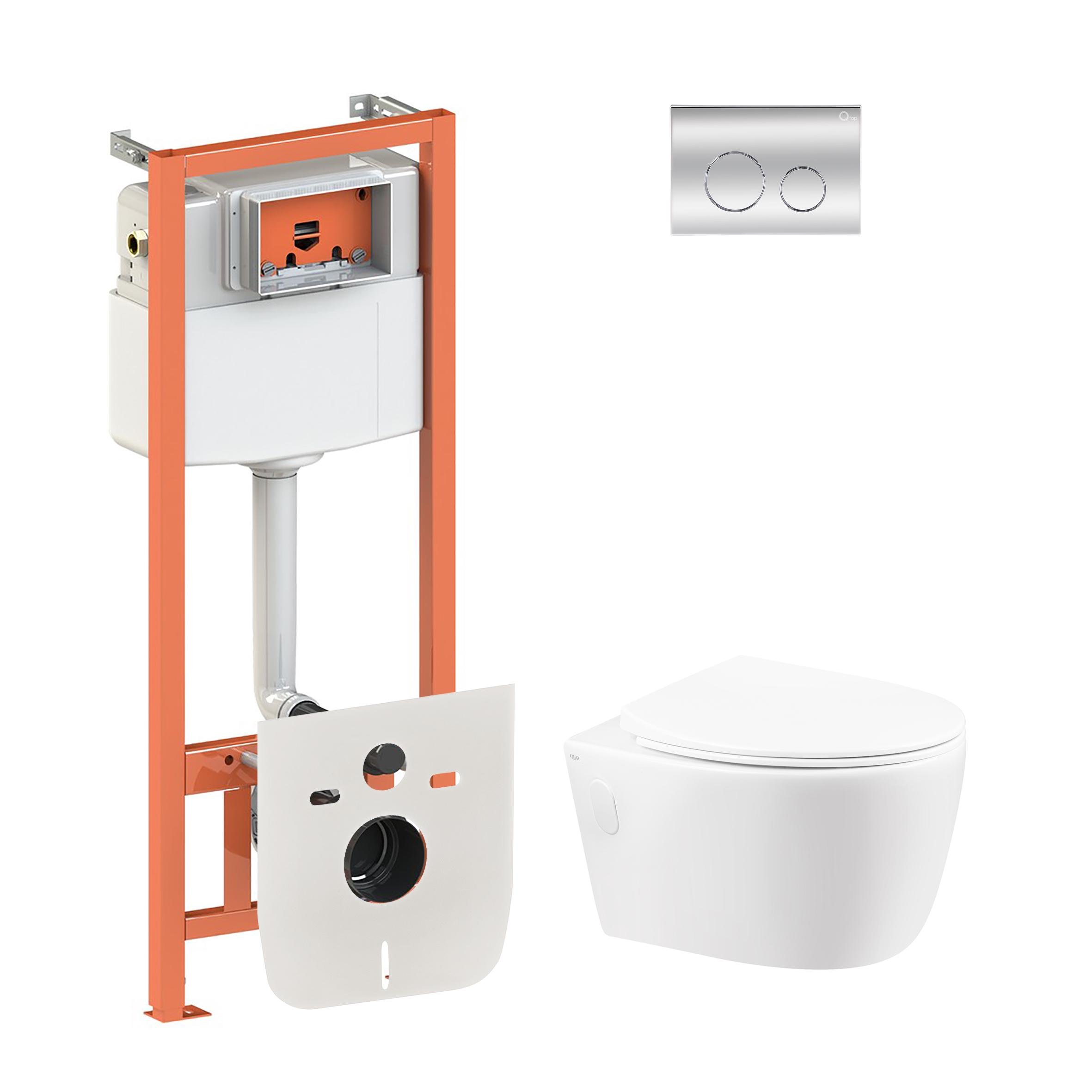 Комплект инсталляции Q-tap Nest/Leo QT11331002ERW0133M425M11112CRM с унитазом кнопка Хром (124764)