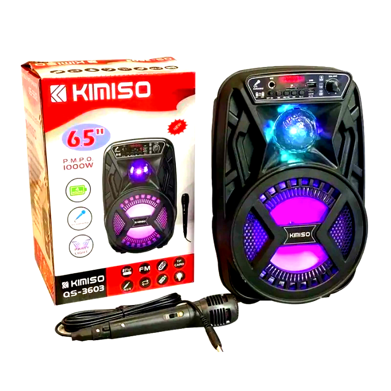 Портативная колонка-чемодан Kimiso QS-3603 6,5" беспроводная Bluetooth с караоке аккумуляторная с подсветкой (10448535) - фото 10