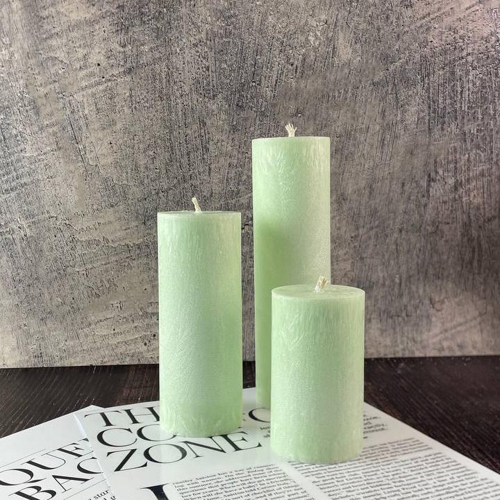 Набір циліндричних свічок з пальмового воску Лісова прохолода 3 шт. 10/15/20 см