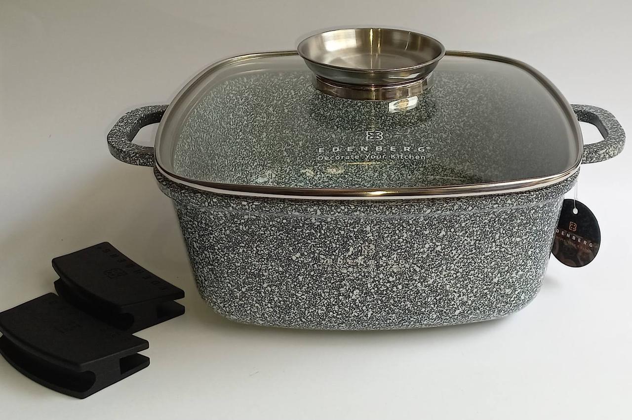 Каструля квадратна Edenberg гранітне покриття зі скляною кришкою 4,4 л (EB-3973) - фото 6 Каструля квадратна Edenberg гранітне покриття зі скляною кришкою 4,4 л (EB-3973) - фото 6