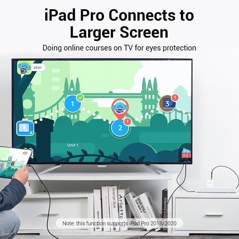 Кабель Vention Type-C-HDMI 4K 60Hz з Додатковим живленням Type-C + USB Thunderbolt 3 UHD USB-C HDCP 2.2 1,5 м Чорний (CGXBG) - фото 9