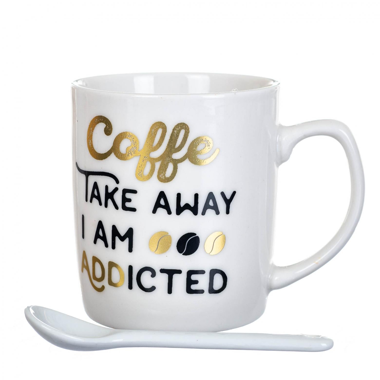 Кружка керамическая с ложкой Elisey Love coffe3 200 мл (8201-007)