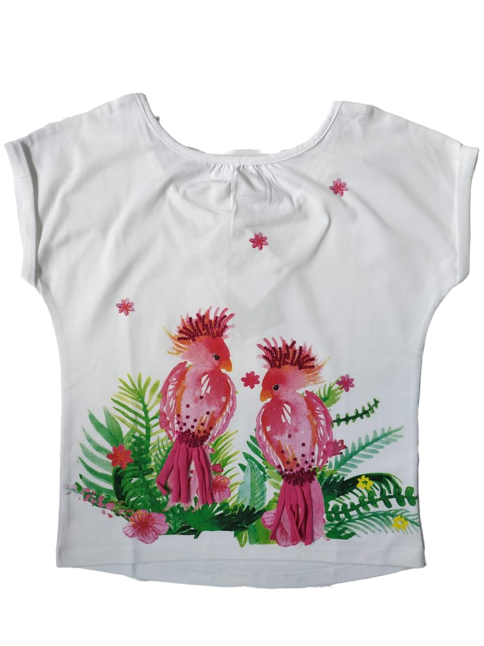 Футболка C&A для девочки с попугаем 122 см Белый (411274)