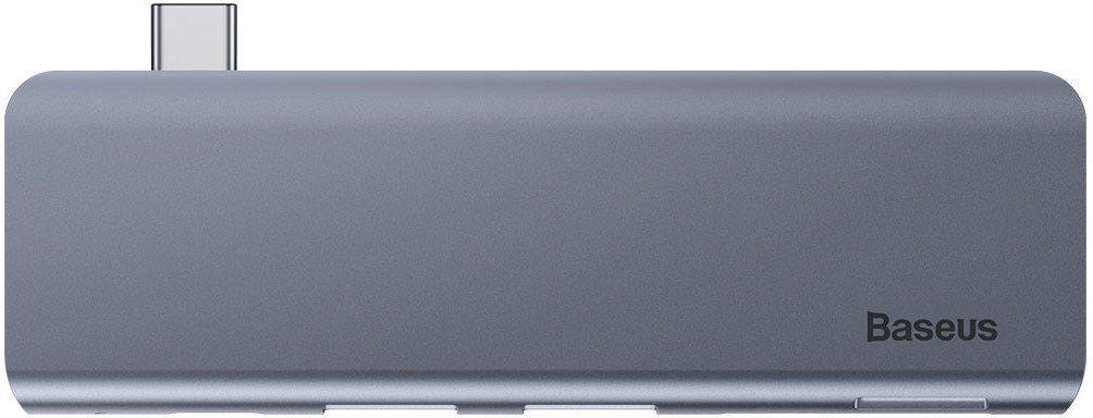 USB-хаб Baseus Harmonica 5в1 100 W 3xUSB3,0/HDMI 4KHD/Type-C PD/TF/SD Сірий