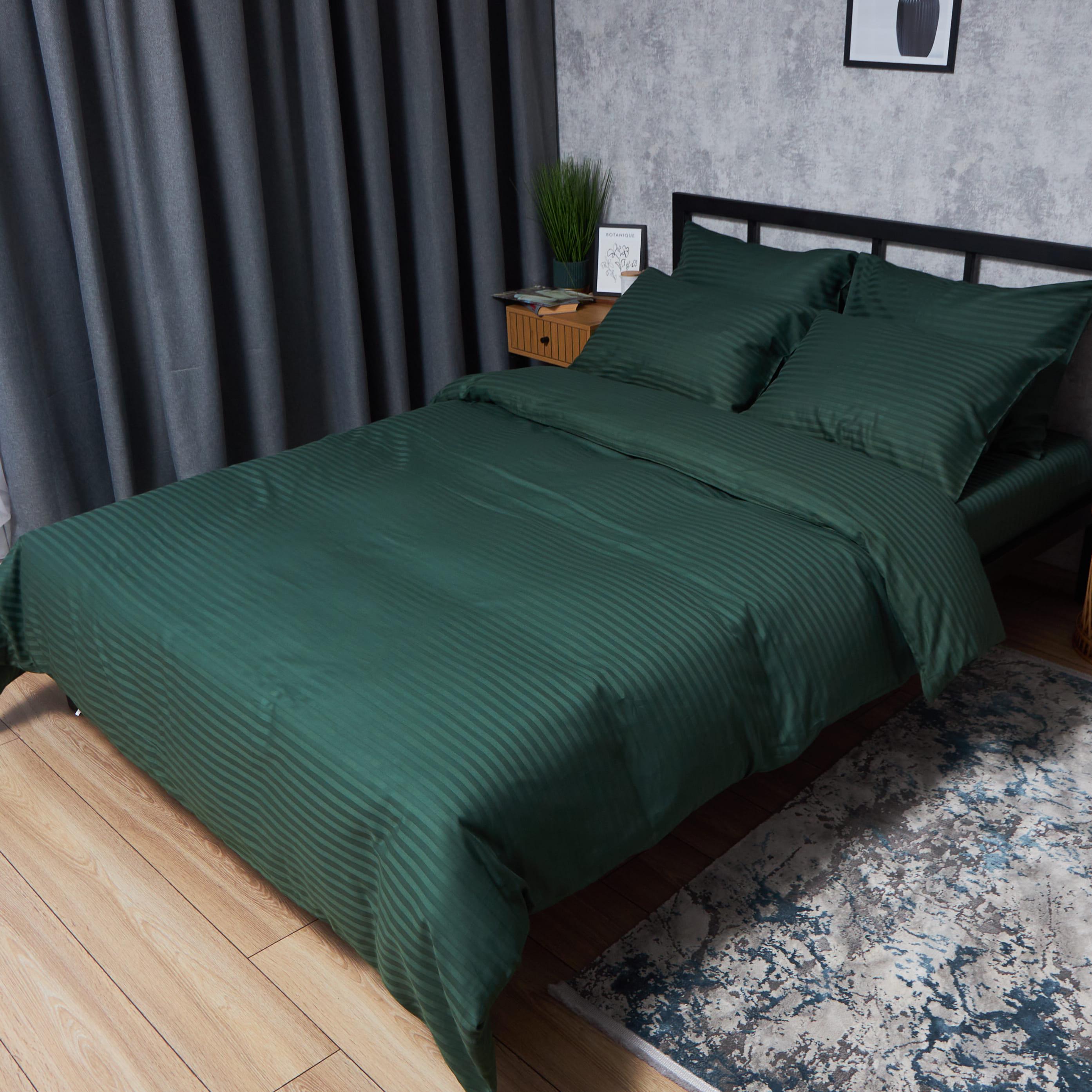 Комплект постільної білизни Moon&Star Satin Stripe Mystic Green полуторний євро наволочки 2 шт./160х220 см (MS-820008632)