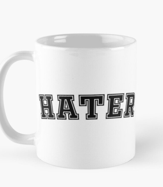 Чашка керамическая с принтом "Hater" 330 мл Белый (ПН144Ч)