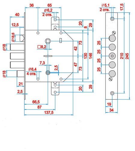 Замок дверний врізний Шерлок 06.43 правий під тяги - фото 4 Замок дверний врізний Шерлок 06.43 правий під тяги - фото 4