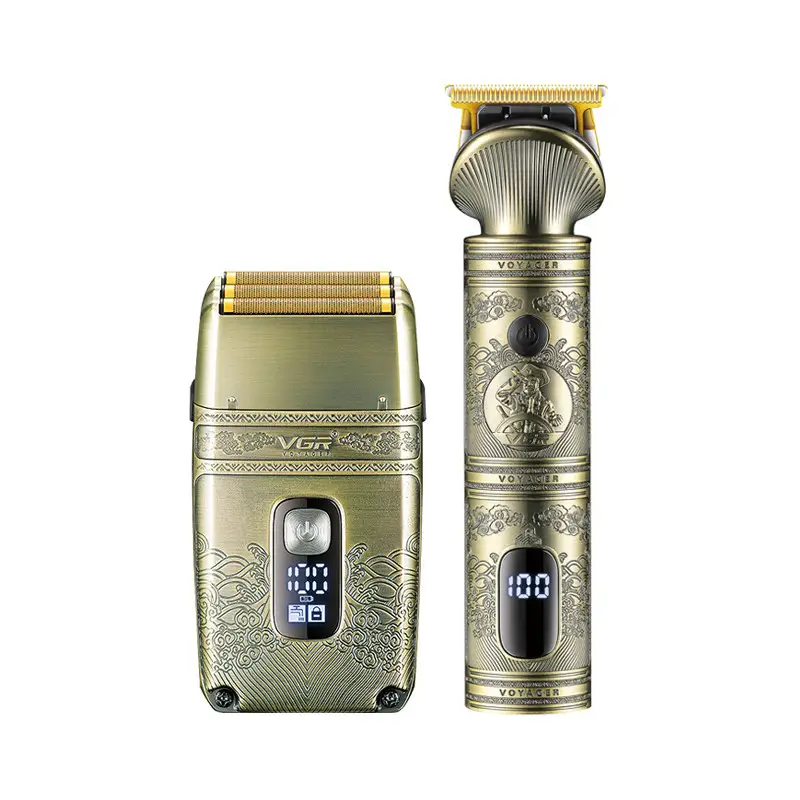 Набор мужской VGR V-649 Professional машинка для стрижки/бритва/шейвер 4 насадки со светодиодным дислеем (25880347)