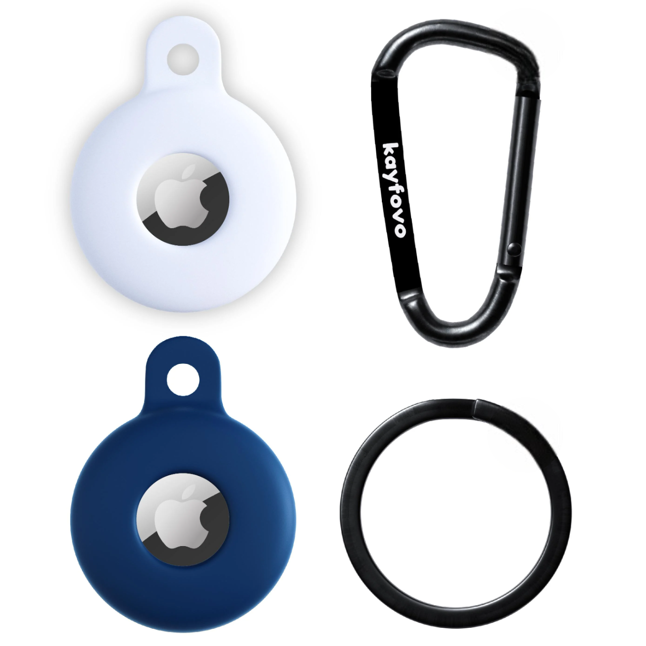 Комплект чехол-брелок Kayfovo WDB2 для Apple AirTag с карабином 2 шт. Silicone White/Dark Blue (28649) Комплект чехол-брелок Kayfovo WDB2 для Apple AirTag с карабином 2 шт. Silicone White/Dark Blue (28649)