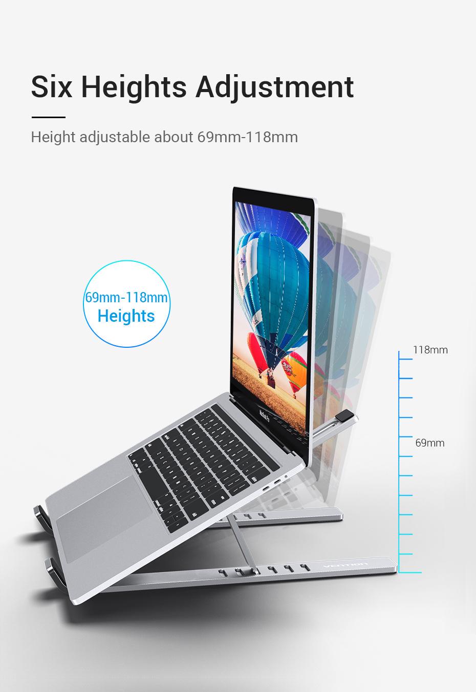 Підставка Vention для ноутбуку металева складана Сірий (KDLI0) - фото 4 Підставка Vention для ноутбуку металева складана Сірий (KDLI0) - фото 4